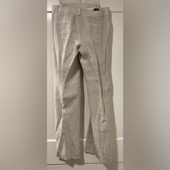 Banana Republic Women’s Linen Lined Pants. Khaki Tan and White Stripe. Size 4. - Picture 3 of 6